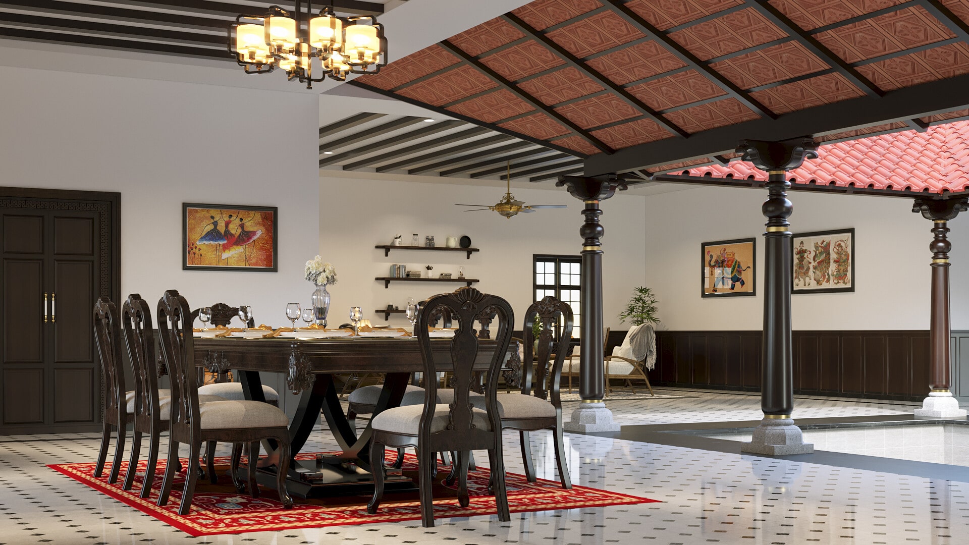 Traditional-Dining-Room-design-in-nagercoil